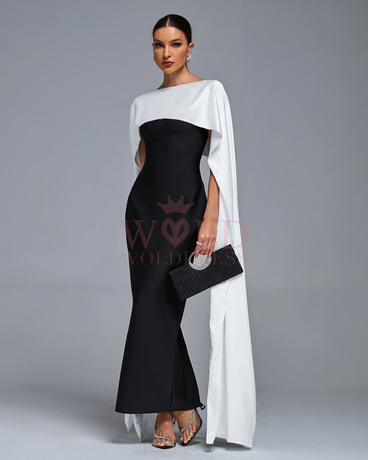 Henrietta Delacroix — Elegant Satin Bandage Dress with Forearm Wrap and Scarf, alternate view 5