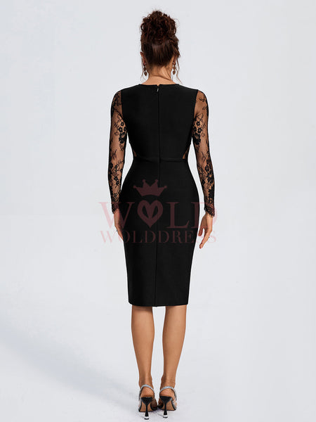 Sexy Lace Patchwork Bandage Midi Dress