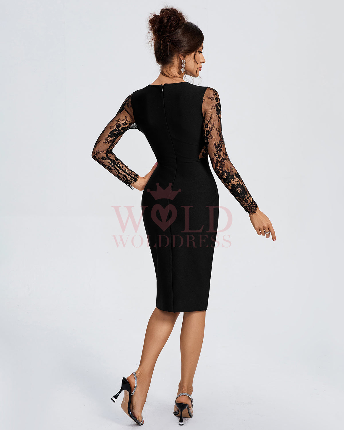 Lisette Delacroix — Sexy Lace Patchwork Bandage Midi Dress, alternate view 3