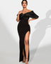Elegant off-shoulder bandage dress in solid color