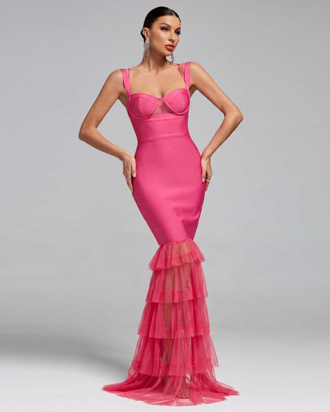 Rosaline Véret — Strappy Cutout Tulle Bandage Maxi Dress, alternate view 2