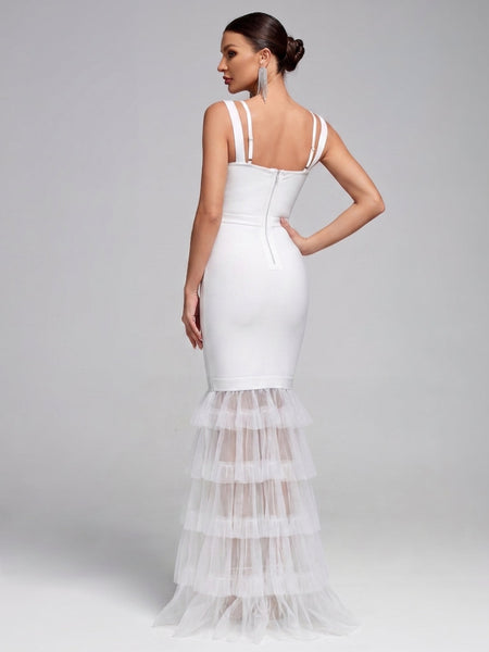 Rosaline Véret — Strappy Cutout Tulle Bandage Maxi Dress, alternate view 3