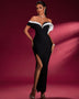 Off-Shoulder Bandage Dress with High Slit for an Elegant and Bold Style
