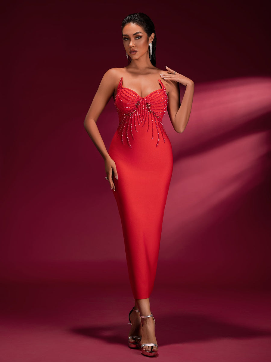 Sequin Chain Open Back Bandage Dress - Opulent Empire