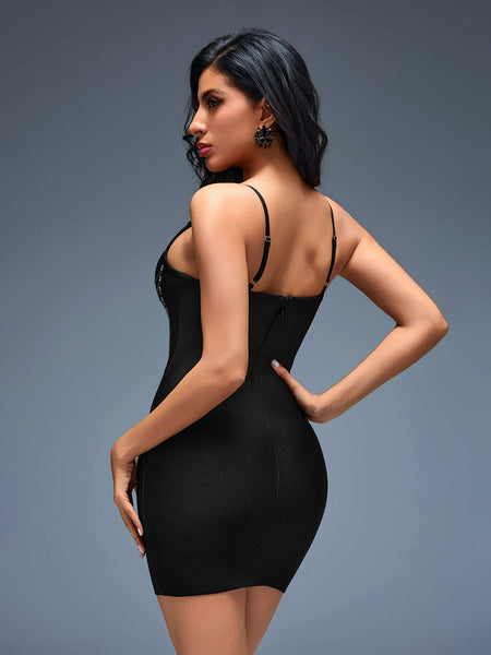 Mini Chain Strap Sequin Sparkling Bandeau Dress