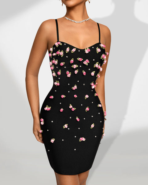3D Floral Backless Bandage Dress for an Elegant and Trendy Look