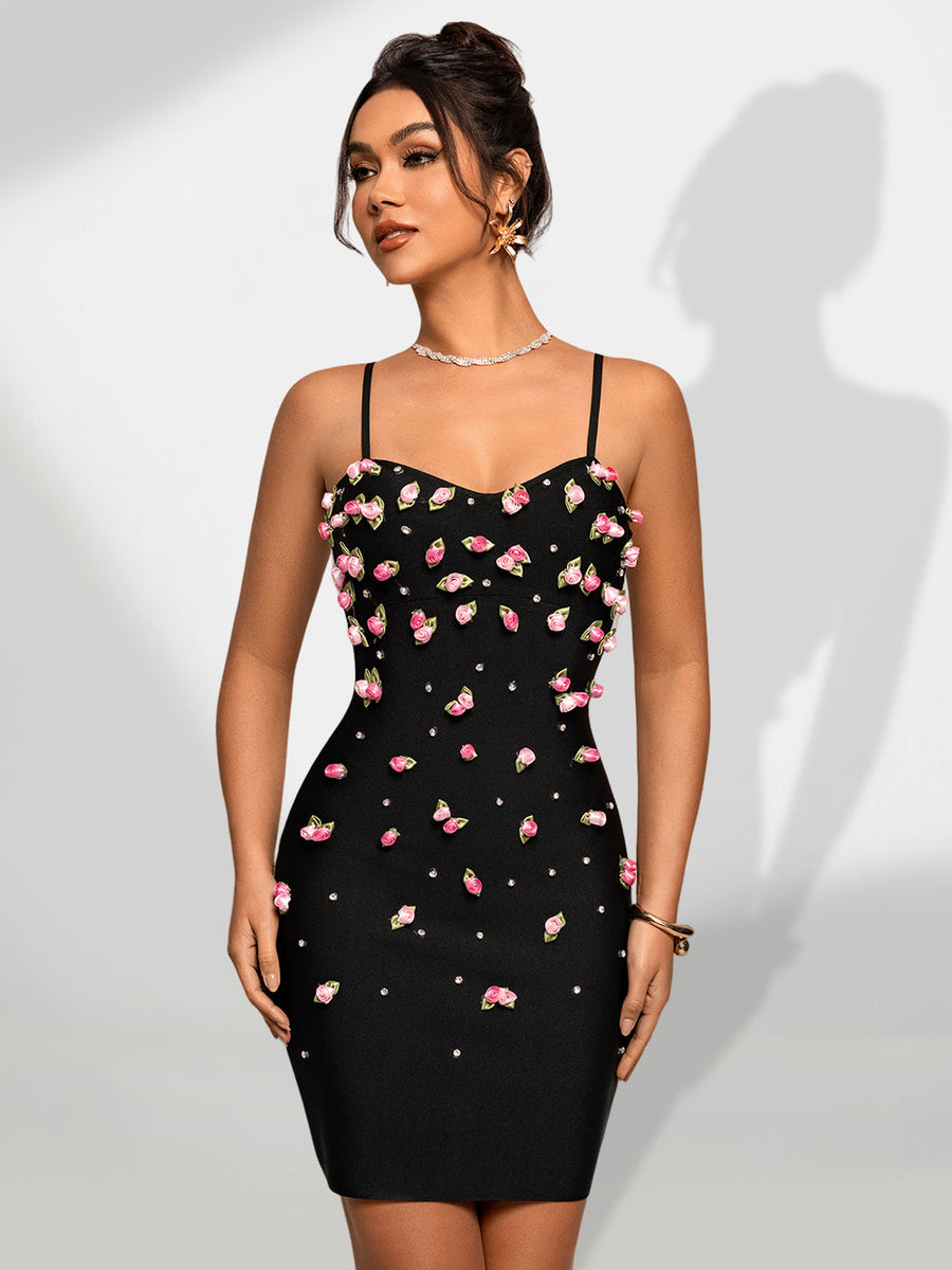 3D Floral Backless Bandage Dress for an Elegant and Trendy Look