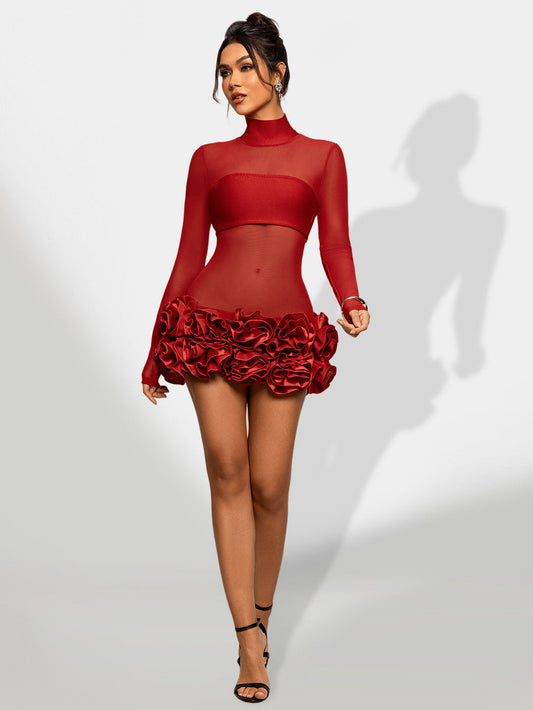Elegant Transparent Mesh Lace Dress