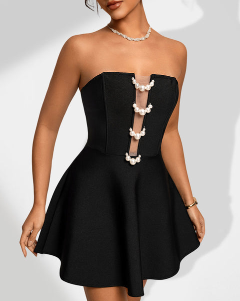 Elegant Bandage Dress with Pearl Embellishments for a Sophisticated Style