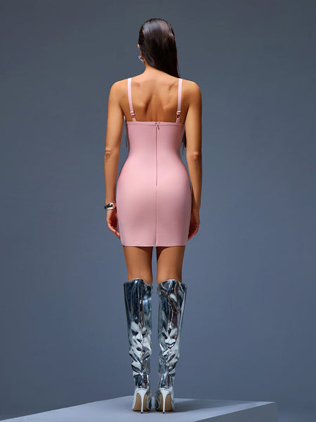 Mini Bandage Dress with Crystal Fringes for a dazzling look