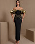 Goldbesetztes Nagelperlen-Bandagenkleid