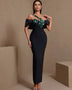 Grünes Wickelkleid mit Blumenmuster