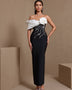Trägerloses Strass-Blumen-Bandage-Kleid
