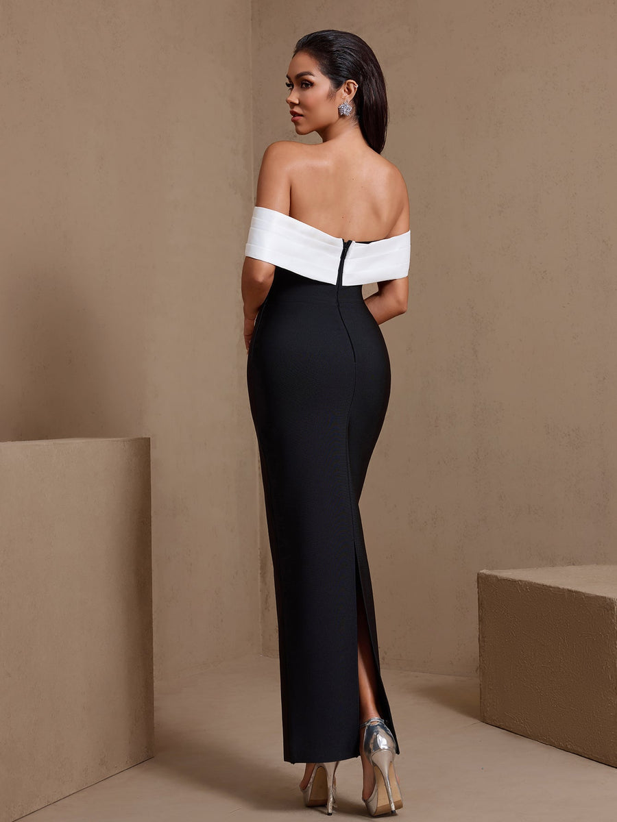 Irregular Design Pleated Flowers Bandage Dress