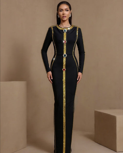 Gold-Pailletten, buntes Diamant-Verbandkleid