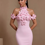 Lysandra Courcelle — Halter Crystal Floral Backless Bandage Dress, alternate view 2