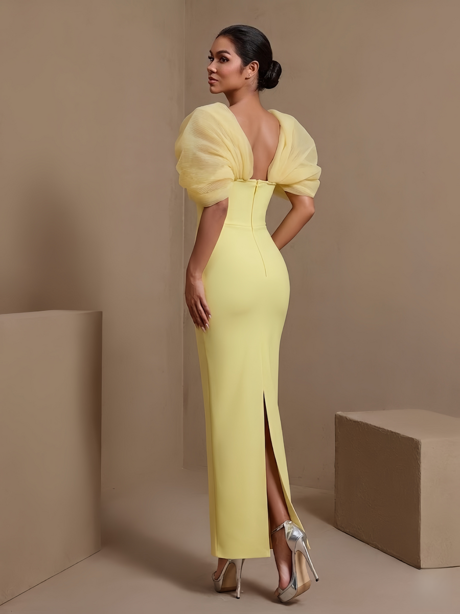 Astraea Montrose — Tulle Puff Sleeve Crystal Bandage Dress, alternate view 2
