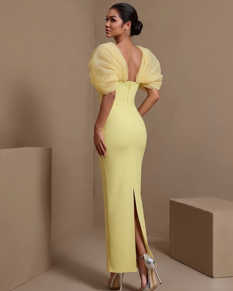 Astraea Montrose — Tulle Puff Sleeve Crystal Bandage Dress, alternate view 2