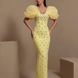 Astraea Montrose — Tulle Puff Sleeve Crystal Bandage Dress, alternate view 4