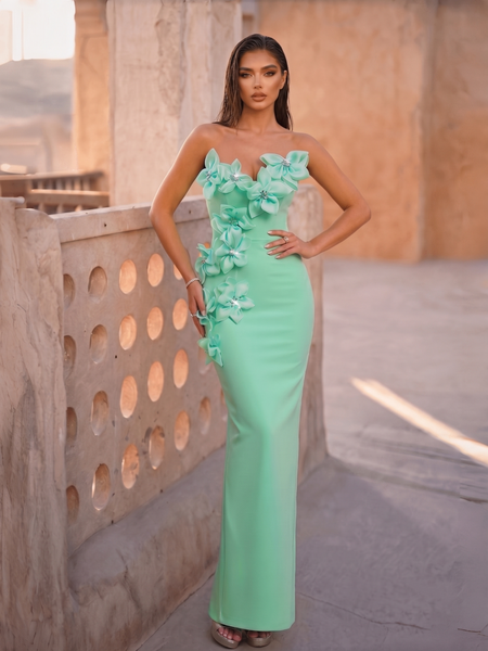 Ondine Rosier — Organza Floral Rhinestone Backless Bandage Dress, alternate view 4