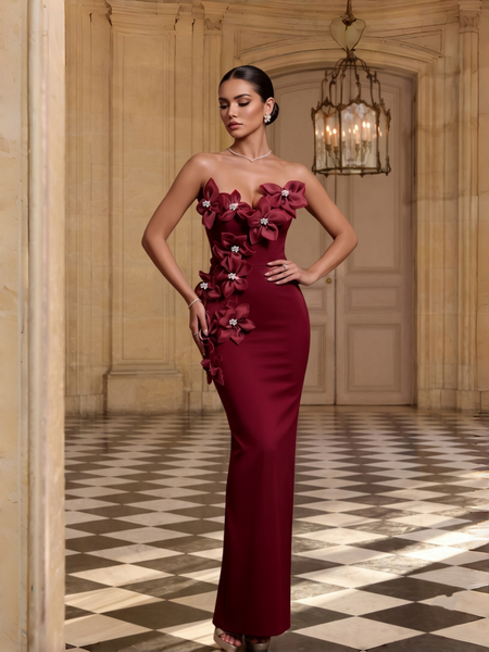 Ondine Rosier — Organza Floral Rhinestone Backless Bandage Dress, alternate view 12