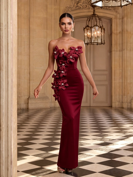 Ondine Rosier — Organza Floral Rhinestone Backless Bandage Dress, alternate view 11