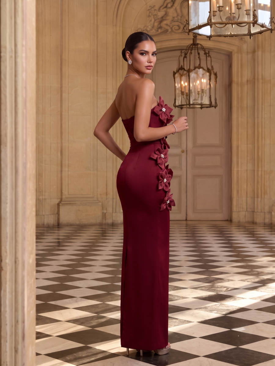 Ondine Rosier — Organza Floral Rhinestone Backless Bandage Dress, alternate view 10