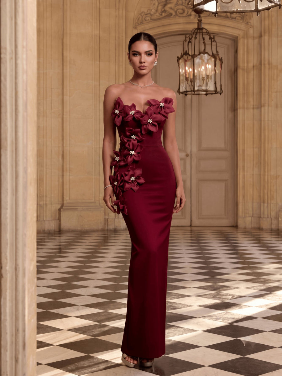 Ondine Rosier — Organza Floral Rhinestone Backless Bandage Dress, alternate view 9