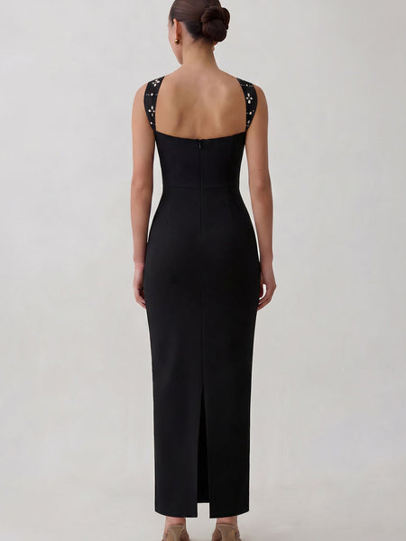 Halter Sparkly Rhinestone Pearl Bandage Dress
