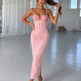 Lucienne Pearl — Spaghetti Strap Waterfall Pearl Bandage Dress, alternate view 6