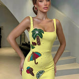 Marisol Fontaine — Beach Party Tropical Rhinestone Bandage Mini Dress, alternate view 6