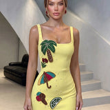 Marisol Fontaine — Beach Party Tropical Rhinestone Bandage Mini Dress, alternate view 3