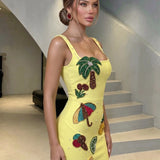 Marisol Fontaine — Beach Party Tropical Rhinestone Bandage Mini Dress, alternate view 4