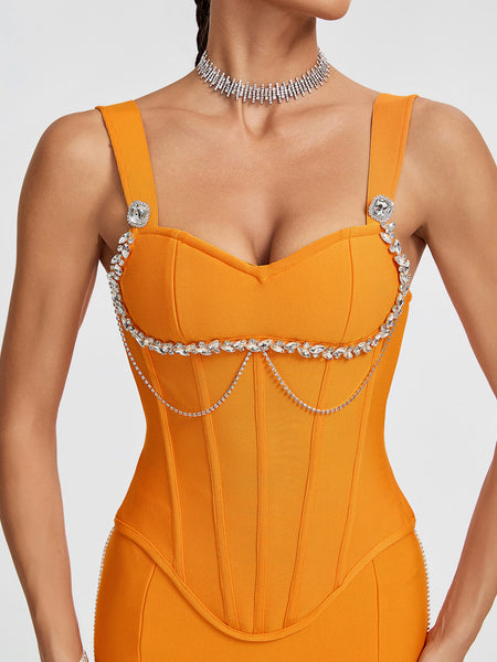 Mermaid Crystal Chain Midi Bandage Set - Opulent Empire