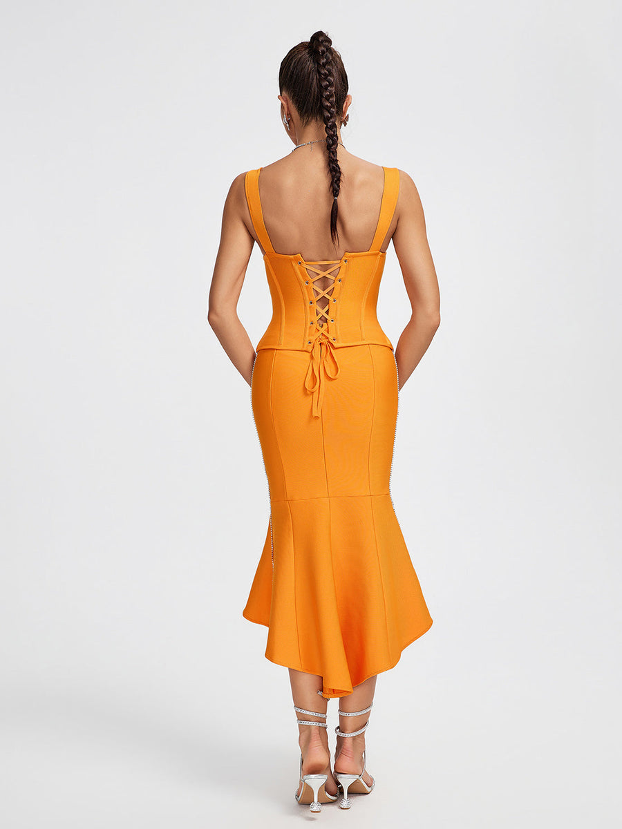 Mermaid Crystal Chain Midi Bandage Set - Opulent Empire