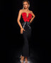 Elegantes trägerloses Bandage-Kleid mit Kristallblumen