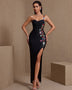 Buntes Diamant-Kleid mit seitlichem Schlitz