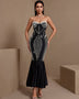Strapless Pearl Embroidered Fishtail Bandage Dress