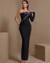 Buntes Diamant-Kleid mit einem Ärmel und Bandagen-Design