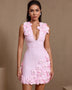 V-Ausschnitt florales Applikations-Minikleid