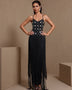 Strassgitter-Bandagenkleid mit Quasten