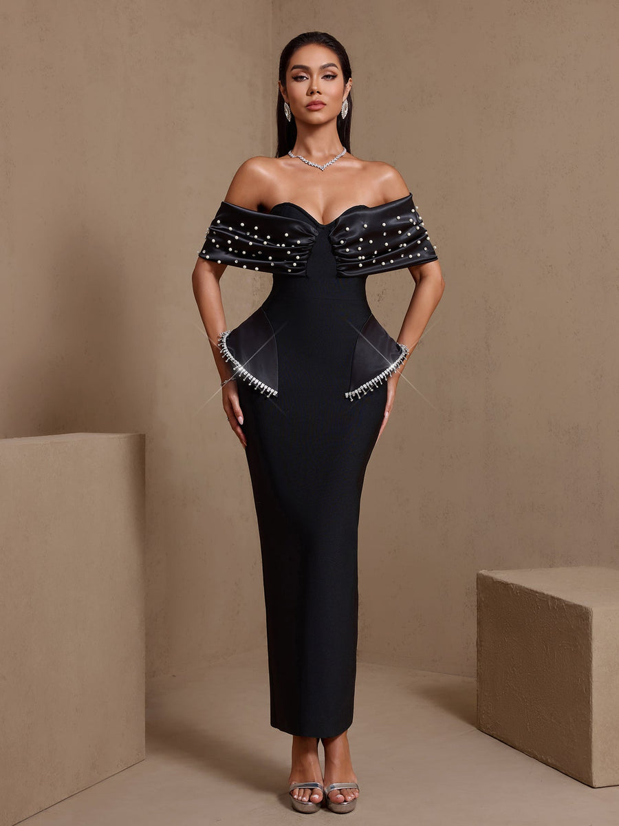 Pearl & Crystal Embellished Bandage Dress