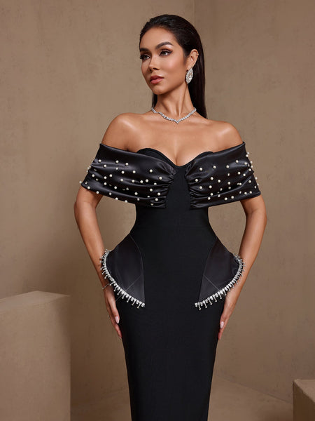 Pearl & Crystal Embellished Bandage Dress