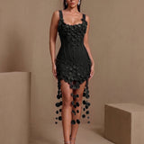 Fleur Delacroix — Flowers Draped Hem Bandage Mini Dress, alternate view 10