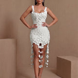Fleur Delacroix — Flowers Draped Hem Bandage Mini Dress, alternate view 2