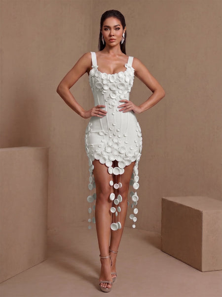 Fleur Delacroix — Flowers Draped Hem Bandage Mini Dress, alternate view 2