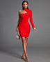 High Neck Asymmetrical Mini Bandage Dress