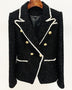 Black & White Tweed Gold Button Blazer