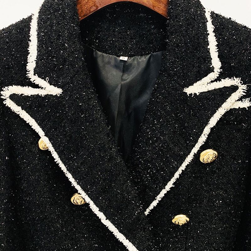 Fiorenza — Black & White Tweed Gold Button Blazer, alternate view 3