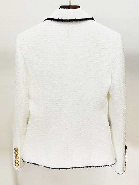 Black & White Tweed Gold Button Blazer